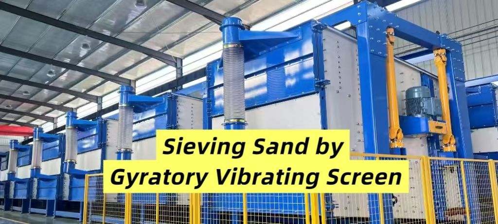 Silica Sand sieving by Gyratory Sifter's screening, gyratory vibrating screen, gyratory screener, gyratory vibrating sieve, gyratory sifting machine, gyratory vibrating sifter. 